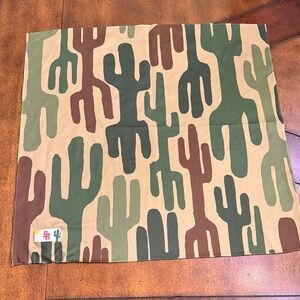 Stevenson Ranch Cactus Print Square Bandana in Tan, Olive & Brown